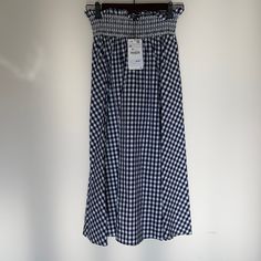 Brand New Plaid Skirt. Never Been Worn. Cotton Midi Bottoms For Vacation, Zara Casual Maxi Skirt For Summer, Zara Long Skirt For Vacation, Zara Long Skirt For Summer, Zara Maxi Skirt For Day Out, Casual Blue Midi Bottoms, Casual Blue Midi-length Bottoms, Casual Blue Midi Length Bottoms, Zara Summer Skirt With Elastic Waistband