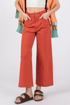 Women's SAGE FIG Wide Leg Cropped Pants | us.meeeshop Fall Bottoms With Comfort Waistband And Straight Leg, Straight Leg Bottoms With Comfort Waistband For Fall, Versatile Fall Pants With Comfort Waistband, Fall Versatile Pants With Comfort Waistband, Versatile Fall Bottoms With Comfort Waistband, Versatile Bottoms With Comfort Waistband For Fall, Trendy Relaxed Fit Bottoms For Fall, Trendy Cotton Pants For Fall, Trendy Fall Cotton Pants