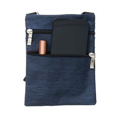 You'll always be ready to go with the handy style of a Denim-Look Crossbody Bag. Designed for easy access, it has zippered sections for phone, keys sunglasses and more. Durable bag keeps your essentials close and your hands free. Made from: Polyester Measurements: 5"W x7"L Strap adjusts from 26" to 48" Notes: Hand wash Made in the USA Casual Phone Bag With Zipper Pocket For On-the-go, Casual Phone Bag With Zipper Pocket For Travel, Casual Phone Bag With Anti-theft Pocket, Casual Phone Bag With Anti-theft Pocket For Daily Use, Casual Phone Bag With Pockets For Travel, Casual Travel Phone Bag With Pockets, Daily Use Crossbody Phone Bag With Anti-theft Pocket, Functional Blue Phone Bag With Cell Phone Pocket, Functional Travel Phone Bag With Zipper Closure