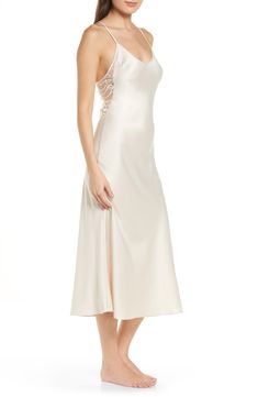 Summer Gown With Satin Finish, Elegant Sleeveless Spring Nightgown, Elegant Sleeveless Evening Nightgown, Sheer Night Slip Dress For Spring, Sheer Slip Dress For Spring Night, Spring Night Sheer Slip Dress, Fitted Night Dress With Delicate Straps, Silk Slip Dress With Delicate Straps For Wedding Night, Sheer Satin Sleep Dress