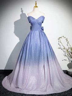 Gradient Lavender Off-Shoulder Ball Gown Blue Formal Dresses, Brown Prom Dresses, Yellow Homecoming Dresses, Orange Prom Dresses, Purple Homecoming Dress, Burgundy Homecoming Dresses, Beautiful Gradient, Grey Prom Dress, White Homecoming Dresses