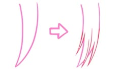 an arrow pointing to the right with pink lines