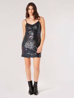 Sequin Cami Mini Dress Sequin Mini Length Bodycon Dress, Sequined Slip Dress For Night Out, Spring Sequined Knee-length Bodycon Dress, Spring Knee-length Sequined Bodycon Dress, Knee-length Sequined Bodycon Dress For Spring, Spring Knee-length Sequin Mini Dress, Glamorous Sleeveless Mini Dress For Fall, Spring Sequin Bodycon Dress, Sequined Midi Mini Dress