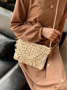 Bird in Bag - Exquisite Tassel Flap Woven Crossbody Bag Latest Bags, Leather Flowers, Guitar Strap, Bird In Bag, Bag Bag, Color Khaki, Y2k Fashion, Metal Chain, Gifts For Teens