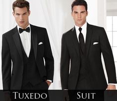 Tux Vs Suit Wedding, Tux Vs Suit, Suit Vs Tuxedo, Farewell Suits, Wedding Mens Wear, Father Of The Bride Attire, Men's Wedding Wear, Black White And Gold Wedding