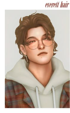 a digital painting of a man wearing glasses and a hoodie with his hair pulled back