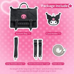 Start the shipment on 5/31 Kuromi Suitcase, Kuromi Backpack For School, Kuromi Loungefly, Kuromi Bag School, School Bags With Hello Kitty Print, Rectangular Shape, Stylish Backpacks, Class Design, Chain Strap, Shoulder Strap