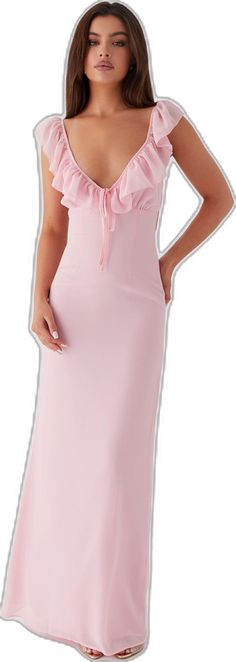 Evening Look, Pink Maxi Dress, V Neckline, Top Dress, No Frills, Best Sellers, The Magic, Two Piece, Maxi Dress