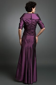 Daymor Couture - 232 Ruched Bodice Long Gown Purple Evening Dress Long, Daymor Couture, Cap Sleeve Evening Gowns, Purple Evening Dress, Evening Dress Long, Mother Of The Bride Dresses Long, Mother Of Bride Outfits, Shoulder Dresses, Mother Of Groom Dresses