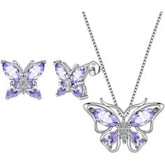 Butterfly Jewelry Design:The Butterfly Jewelry Design Features The Love Of Flying With Each Other, And Staying With Your Partner For A Lifetime. Wearing A Butterfly Jewelry Set Expresses The Yearning For Freedom And Also Entrusts The Hope For The Future. Material:Comes In Genuine Hypoallergenic 925 Sterling Silver And Aaa+ Cubic Zirconia,Tarnish-Resistant Then Can't Be Faded In A Long Time.Nickel Free,Lead Free,Cadmium Free,Safe For Sensitive Skin. Butterfly Jewelry Set Size Detail:Pendant Size: Butterfly Shape Birthstone Jewelry For Anniversary, Butterfly Gemstone Jewelry For Anniversary, Butterfly-shaped Gemstone Jewelry For Anniversary, Butterfly Shaped Birthstone Jewelry For Anniversary, Gemstone Butterfly Jewelry For Anniversary, Silver Butterfly Jewelry With Birthstone, Sterling Silver Butterfly Birthstone Jewelry, Elegant Butterfly Birthstone Jewelry, Sterling Silver Butterfly Necklace For Anniversary