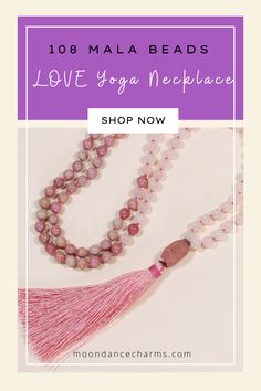 108 Mala beads Yoga Necklace. In this Mala, Rose Quartz, the stone of love, and Rhodonite are the perfect stone combination that helps to activate the heart's power and assist in healing emotional wounds. The mala of self-love and Healing. Get inspired by the meaning of the mala beads and check out our mala necklace collection. Malas and meditation go hand in hand. Malas help you to enhance your spirituality. We offer a variety of meditation tools, Japa mala 108 beads and 27. Check our website> Spiritual Beaded Necklace With Heart Beads For Gift, Spiritual Beaded Necklace With Heart Beads As Gift, Spiritual Heart Beads Necklace As Gift, Pink Spiritual Necklaces With Heart Beads, Spiritual Round Bead Jewelry For Yoga, Holistic Jewelry With 8mm Beads For Yoga, Spiritual Crystal Necklace With Heart Beads As Gift, Spiritual Crystal Necklace With Heart Beads For Gifts, Spiritual Pink Beaded Necklaces With Natural Stones