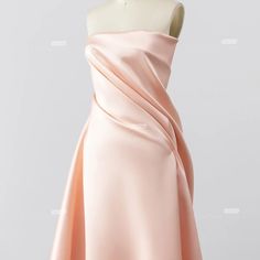 Peach Mikado Satin Structured Twill-weave Stiff Satin - OneYard Pre-draped Satin Bridesmaid Gown, Elegant A-line Satin Gown, Satin A-line Bridesmaid Dress, Fitted Satin Finish Spring Evening Dress, Spring Satin Fitted Evening Dress, Fitted Satin Finish Evening Dress For Spring, Stretch Satin Evening Dress For Gala, Classic Satin Evening Dress For Gala, Elegant Satin Gown With Pleated Bodice