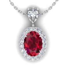 White Gold Oval Lab-created Ruby Jewelry, Oval Lab-created Ruby Jewelry In White Gold, Oval Lab-created Ruby In White Gold Jewelry, White Gold Oval Ruby Necklaces, Oval Ruby Necklaces In White Gold, Oval Lab-created Ruby Jewelry Gift, Oval Lab-created Ruby Jewelry For Gifts, Classic Red Pear-shaped Jewelry, Oval Fine Jewelry For Valentine's Day