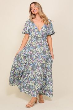 From vacation to a casual occasion, this versatile floral print maxi sundress is spring perfection! Dress features short sleeves with a slight plunging neckline . Elastic smocking at waist for a perfect fit and comfort. Tie detail on back. Recommended Sizing. 2-4 S, 6 -8 M, 10-12 L Blue Floral Maxi Dress, Short Maxi Dress, Romantic Floral Print, Maxi Sundress, Blue Lavender, Urban Dresses, Floral Print Maxi Dress, Floral Print Maxi, Maxi Dress With Sleeves