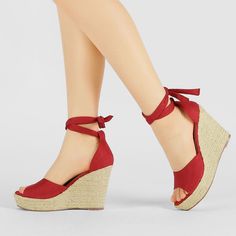 These wedges feature an ankle tie-up and an espadrille heel to add comfort and style to your everyday look. Easy to be paired with your favorite denim jeans, shorts, skirts, and your everyday casual wear! It is great for going out with friends or traveling with families. Wear these sandals and add sweet and casual appeal to you. Please note that color may vary slightly according to monitor settings. Casual Adjustable Lace-up Heels, Casual Adjustable Wedge Heels, Casual Espadrille Lace-up Sandals For Beach, Casual Lace-up Espadrille Sandals For Beach, Casual Lace-up Wedge Sandals For Spring, Adjustable Casual Heels For Beach Season, Casual Summer Wedge Sandals With Wrapped Heel, Casual High Heel Wedge Sandals With Adjustable Strap, Casual Lace-up Espadrille Sandals With Round Toe