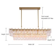 the chandelier is shown with measurements