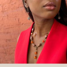 Discover timeless elegance with our interchangeable necklace, featuring a harmonious blend of freshwater pearls, striking brown zebra stones, and vibrant carnelian gemstones. This versatile piece allows you to effortlessly switch between the elements to match any outfit or occasion. Features: Freshwater Pearls: Cultivated for their lustrous sheen, these pearls add a touch of sophistication and classic beauty. Brown Zebra Stones: Unique patterns make each stone one-of-a-kind, offering an earthy a Elegant Orange Necklaces With Natural Stones, Elegant Orange Agate Necklace, Elegant Orange Beaded Necklaces With Natural Stones, Elegant Orange Beaded Necklace With Natural Stones, Brown Carnelian Gemstone Necklaces, Brown Carnelian Gemstone Necklace, Brown Single Strand Beaded Necklace, Elegant Brown Carnelian Necklace, Elegant Brown Carnelian Jewelry