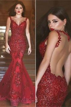 Red Mermaid Dress With Mermaid Hem For Prom, Red Evening Dress With Long Train For Prom, Red Dress With Fitted Bodice And Backless, Red Backless Evening Dress With Back Opening, Red Gala Dress With Corset Back, Red Corset Back Dress For Prom Season, Backless Mermaid Dress With Sweep Train, Red Corset Back Dress For Prom, Fishtail Evening Dress With Back Opening