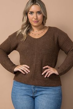 Ribbed knit scoop neck pullover sweater 80% Polyester, 15% Acrylic, 5% Spandex Model is 5' 9", wearing a size 1X/2X This item is a part of our Curvy Collection Fall Scoop Neck Knit Top For Layering, Scoop Neck Knit Top For Fall Layering, Trendy Scoop Neck Knit Top For Fall, Fall Scoop Neck Knit Top, Fall Knit Top With Scoop Neck, Fall Knit Scoop Neck Top, Casual Scoop Neck Sweater For Winter, Ribbed Stretch Knit V-neck Sweater, Ribbed Scoop Neck Knit Top For Fall