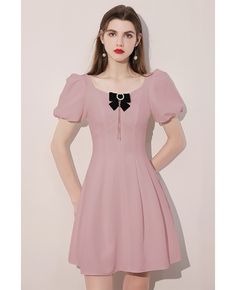 Get 10% off now! Buy cute pink bubble sleeved short dress with bow knot at cheap price online. Free stable shipping and pro custom service since 2009. Pink A-line Mini Dress With Bow, Cute Pink Puff Sleeve Party Dress, Pink A-line Dress With Bow, Pink Puff Sleeve Mini Dress For Party, Elegant Pink Puff Sleeve Mini Dress, Elegant Pink Mini Dress With Puff Sleeves, Feminine Pink Puff Sleeve Knee-length Dress, Pink Feminine Puff Sleeve Mini Dress, Feminine Pink Mini Dress With Puff Sleeves