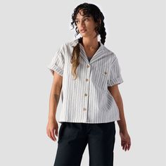 It's light, it's gauzy, and it's one of our favorites for staying cool and stylish in the summer months. Our Textured Cotton Short-Sleeve Button Up features a relaxed fit for the ultimate airy feel and a layer-friendly style. Spring Tops With Rolled Sleeves And Camp Collar, Summer Tops With Camp Collar And Buttons, Spring Camp Collar Tops With Rolled Sleeves, Summer Relax Fit Buttoned Tops, Casual Buttoned Tops For Beach, Summer Cotton Blouse With Buttons, Spring Beach Camp Shirt With Buttons, Summer Cotton Blouse With Pockets, Cotton Summer Blouse With Pockets