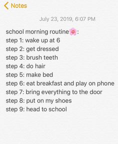 a text message that reads, school morning routine step 1 wake up at 6