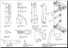 some drawings of different types and sizes of objects in the form of parts for furniture