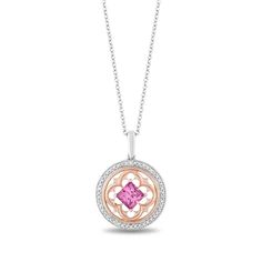 Disney Aurora Inspired Diamond Pendant Necklace Rose Gold over Sterling Silver 1/5 CTTW | Enchanted Disney Fine Jewelry Disney Aurora, Enchanted Disney, Enchanted Jewelry, Enchanted Disney Fine Jewelry, Online Gold Jewellery, Bridal Jewelry Collection, Roman Mythology, Pink Topaz, Disney Jewelry