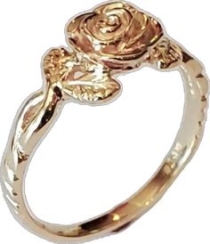 a gold ring with a rose on it