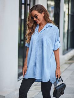 Sky Blue Back and Front Button Multi Wear Solid Shirt Cocktail Dress Formal, Blue Back, Online Clothing Boutiques, Button Up Long Sleeve, Maxi Dresses Casual, Dress With Cardigan, Charcoal Color, Swim Dress, Formal Evening Dresses