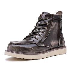 Category:Boots; Upper Materials:Leather; Lining Materials:Leather; Gender:Men's; Toe Shape:Round Toe; Outsole Materials:Rubber; Closure Type:Lace-up; Function:Comfortable,Slip Resistant; Listing Date:08/13/2024; 2024 Trends:Work Boots; Foot Length:null; Foot Width:null Rugged High Ankle Lace-up Boots For Fall, Fall Moto Boots With Reinforced Toe, Rugged High Ankle Martin Boots For Fall, Fall Martin Boots With Leather Sole And Closed Toe, Fall Closed Toe Martin Boots With Leather Sole, High Ankle Work Boots With Leather Sole For Fall, Fall Lace-up Martin Boots With Leather Sole, Rugged Ankle-high Work Boots For Fall, Fall Ankle Martin Boots With Rubber Sole