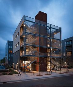 a tall building with stairs leading up to it