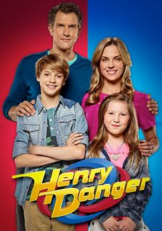 the poster for henry danger with two children and an adult standing in front of them