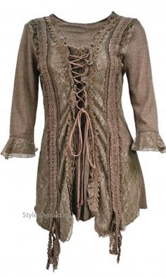 Renaissances Ladies Lace Up Top PLUS SIZE In Brown Plus Size Farycore Shirt, Vintage Plus Size Fashion, Pretty Angel Clothing, Whimsigoth Style, Angel Clothing, Earth Goddess, Lace Up Top, Pretty Angel, Vintage Inspired Outfits