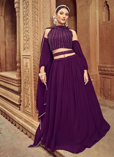 Purple Handwork Wedding Lehenga Choli Lehenga Purple, Flair Lehenga, F1 Video, Lehenga Bridesmaid, Bridal Lehenga Online, Indian Wedding Lehenga, Black Lehenga, Choli For Women