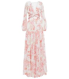 Giambattista Valli - Women's Designer Fashion at Mytheresa US White Floral Dress Long, Jacquemus Dress, Designer Midi Dresses, Silk Dress Long, Floral Gown, Silk Gown, Giambattista Valli, Long Puff Sleeves, Flare Skirt