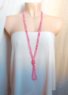 "Pink long boho beaded necklace, ombre pink multi strand necklace, beaded bohemian style necklace, women necklace. The knot is adjustable, simple to undo and redo at the height you would like! Or you can wear the necklace double up without any knot! It is a very versatile necklace that can be adapted to your taste.   ❤ PROCESSING AND SHIPPING Most orders are made and shipped out in one business day. Please check delivery timeframes for your location on the description below.  ❤ CUSTOM ORDERS If Pink Bohemian Lariat Jewelry, Bohemian Pink Lariat Jewelry, Adjustable Pink Beaded Necklace With 108 Beads, Bohemian Pink Multi-strand Beads, Pink Beaded Necklace With 108 Beads For Beach, Adjustable Long Pink Necklace, Pink Adjustable Multi-strand Necklace, Pink Bohemian Adjustable Lariat Necklace, Bohemian Pink Lariat Necklace For Gifts