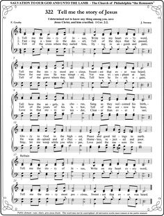 an old sheet music page with the words, time and the story of jesus on it