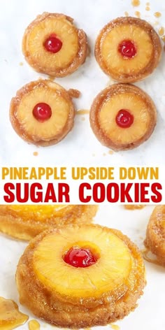 Pineapple Upside Down Cake Balls, Treats For Large Groups, Pineapple Upside Down Bars, Deluxe Cookie Recipes, Party Food For Outdoor Party, Pineapple Upside Down Cake Cookies, 1950s Desserts, Pineapple Upside Down Cookies, Cool Cookie Recipes