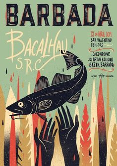 the poster for barba da bacalahau src is shown in black and white