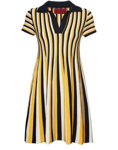 Details and care.Description : two-tone striped print, a-line cut, knee length, short-sleeved, logo at the back label, polo-shirt collar..Material : 83% Viscose / 17% Polyester.Color : multicolor.Size & measurements : Fits true to size, take your normal size..Product code : LDJ38MT2MULL51AA00 Chic Short Sleeve Dress With Striped Collar, Classic Workwear Dress With Striped Collar, Fitted Short Sleeve Dress With Striped Collar, Classic Summer Dress With Striped Collar, Contrast Stripe Dresses For Workwear, Fitted Short Sleeve Dress With Vertical Stripes, Fitted Dress With Vertical Stripes And Short Sleeves, Short Sleeve Dresses With Vertical Stripes For Work, Elegant Short Sleeve Dress With Vertical Stripes