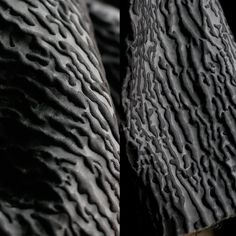 two different images of black and white patterns on the skin of an elephant's leg