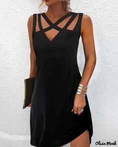 Color: black, Size: S Flattering Plus Size Dresses, Women's A Line Dresses, Cheap Dresses Casual, Black Short Dress, Midi Dress Casual, Stylish Plus, Black Dresses Casual, Short Mini Dress, Curve Dresses