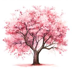 a pink tree with lots of leaves on it