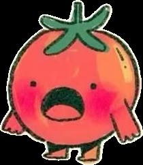 a cartoon tomato with an angry expression on it's face