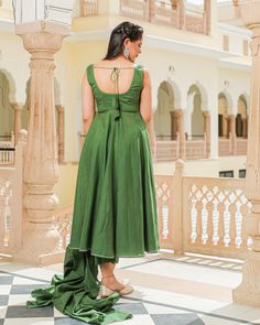 Dress Set - Aarvi - www.riafashions.com Dupatta Dress, Palazzo Suit, Cotton Dupatta, Online Shopping India, How To Hem Pants, Home Dress, Kurta With Pants, Grass Green, Dress Set