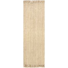 a beige rug with fringes on it