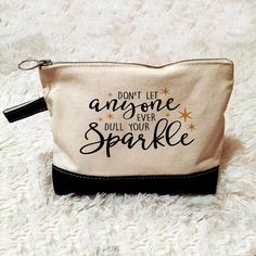 Inspirational Cosmetic Bag - Zipper Pouch - Pencil Case - Gold Sparkle Makeup Bag Quote, Funny Makeup Bag, Diy Makeup Bag, Personalized Cosmetic Bags, Bag Quotes, Personalized Makeup Bags, Canvas Makeup Bag, Canvas Cosmetic Bag, Make Up Bags