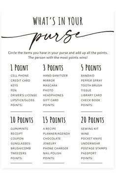 Bridal Shower Game Cards, What's in Your Purse Game, Wedding Party Games, Engagement Party Cards, Minimalist Bridal Shower Games - Set of 30  #bridalshower #bridalshowergames #bridalshowerideas #bridalshowerdecor #engagement #engagementparty #affiliate Engagement Party Jeopardy, Games To Play At A Bridal Shower Fun, Bridal Question Game, Small Engagement Party Ideas, Engagement Party Activities, Small Engagement Party