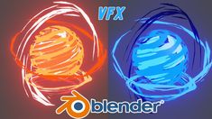 two different colored balls with the words vfx and blender